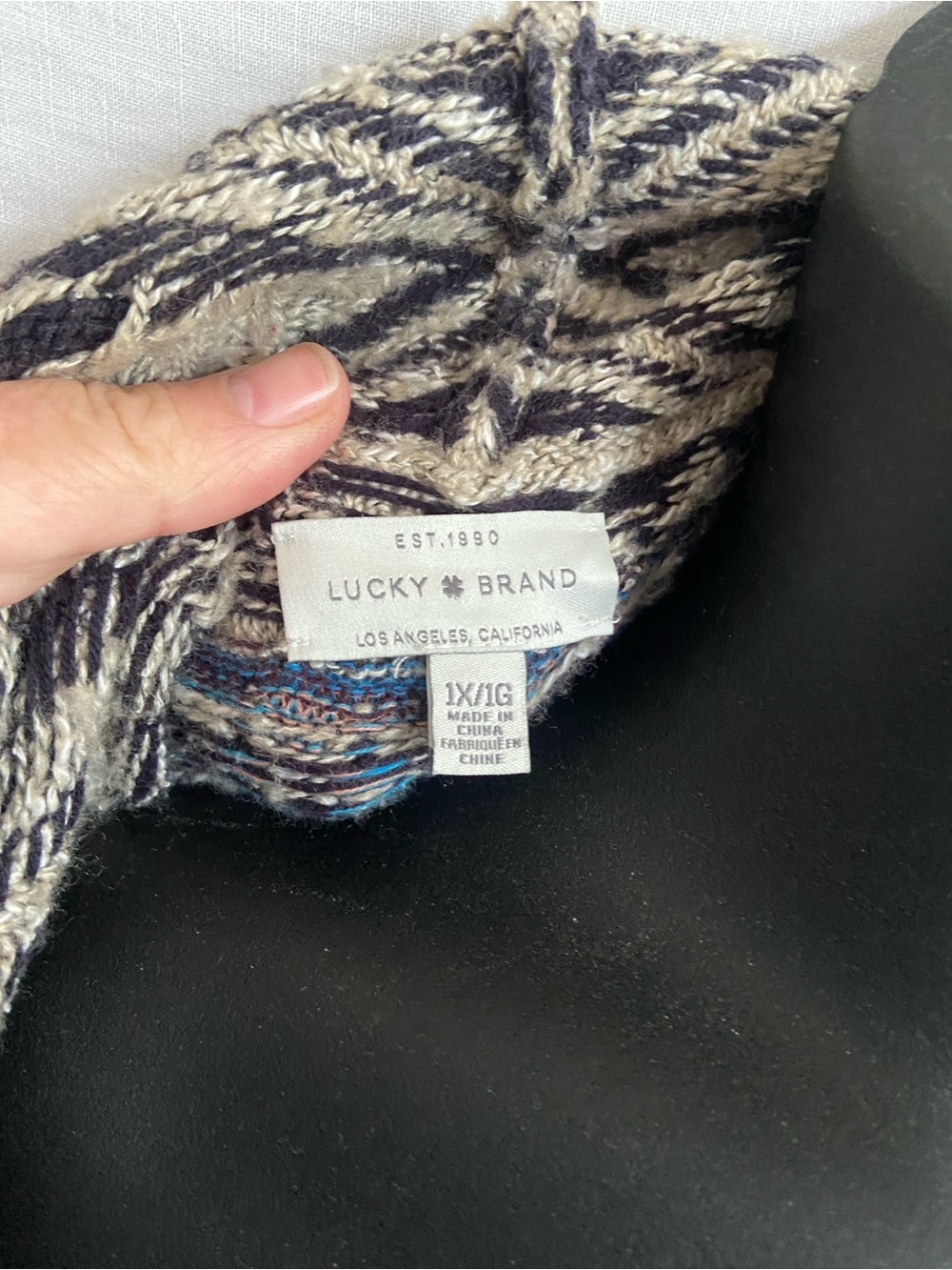 Lucky Brand 1X Shawl Cardigan Aztec Print Sweater - Picture 3 of 6